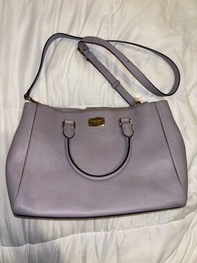 Michael Kors Lilac Saffiano Leather Satchel with Gold Hardware